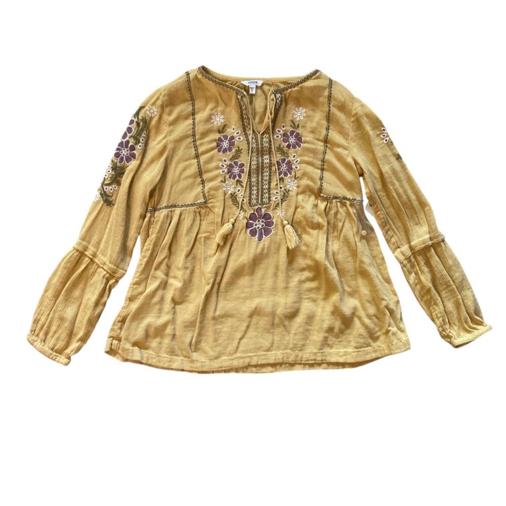 Women's SONOMA Embroidered Floral Long-Sleeve Peasant Top Size Small